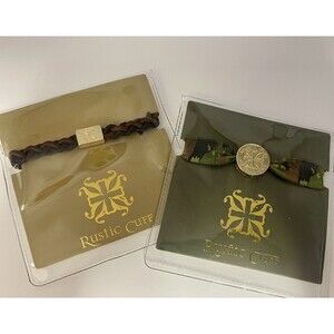 Rustic Cuff 2 Piece Set Stretch Hair Tie Or Bracelet Camo & Brown/Black  New